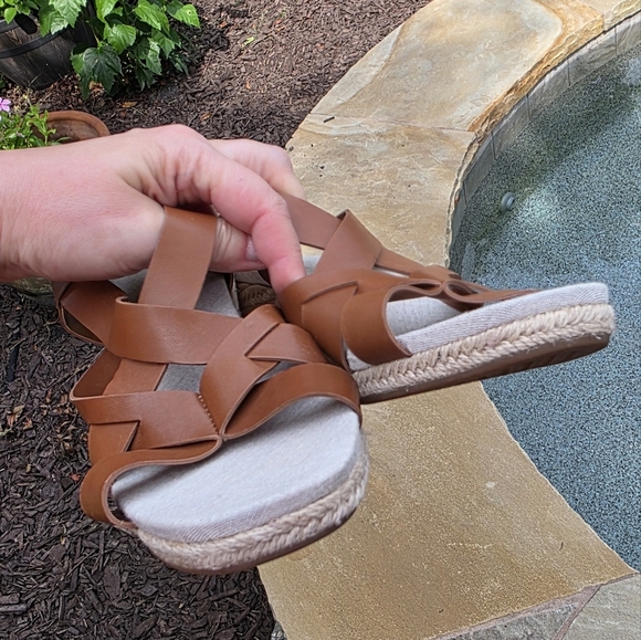 Cole Haan Women's Crystal Slingback Espadrille Wedge Sandals Brown Size 9,5B - Picture 4 of 14